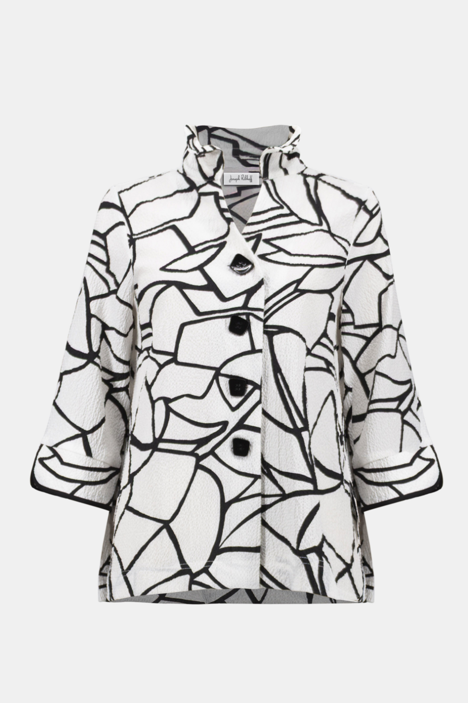 Joseph Ribkoff Seersucker Abstract Print Trapeze Jacket 