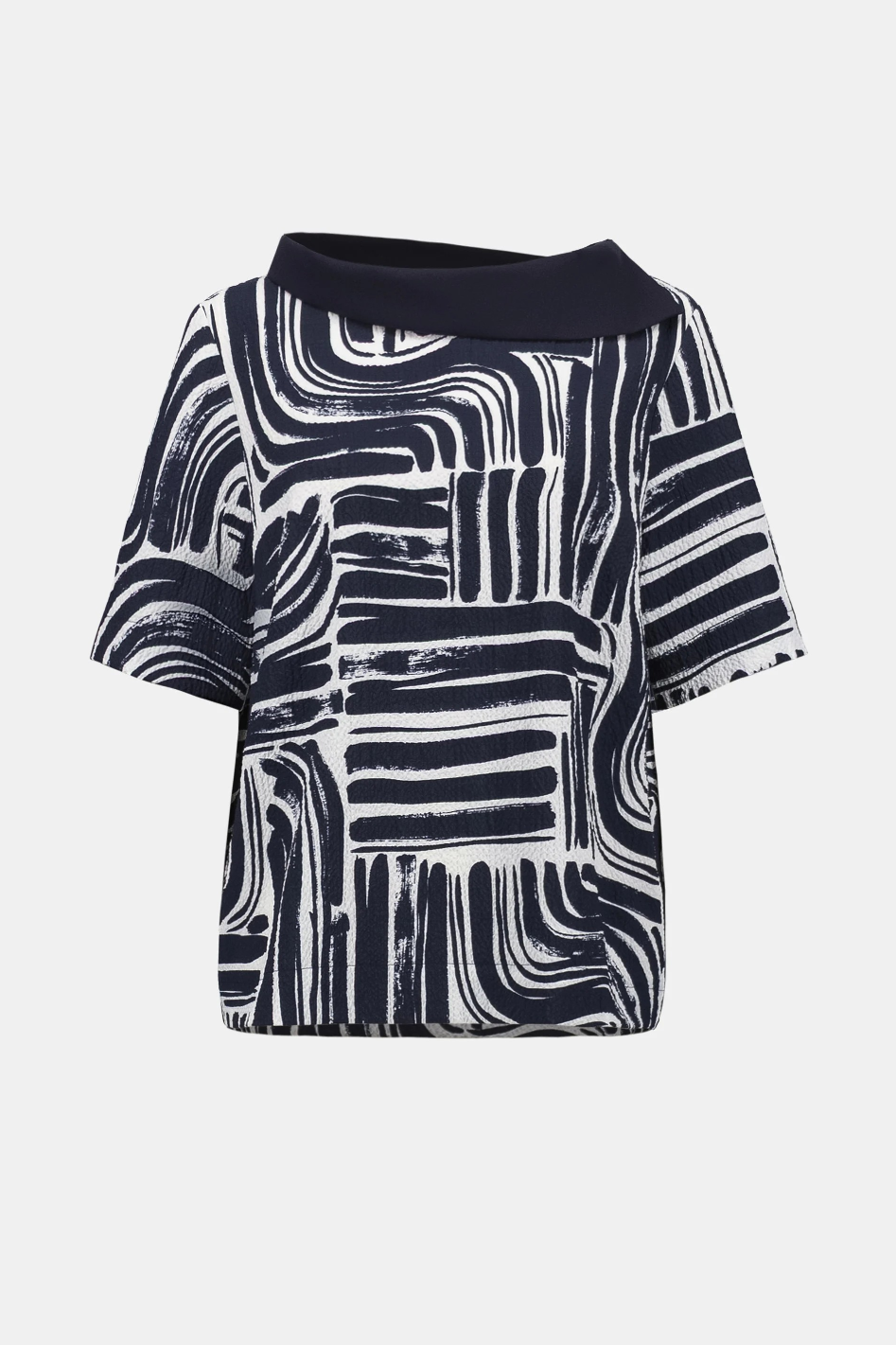 Joseph Ribkoff Seersucker & Georgette Abstract Print Top 
