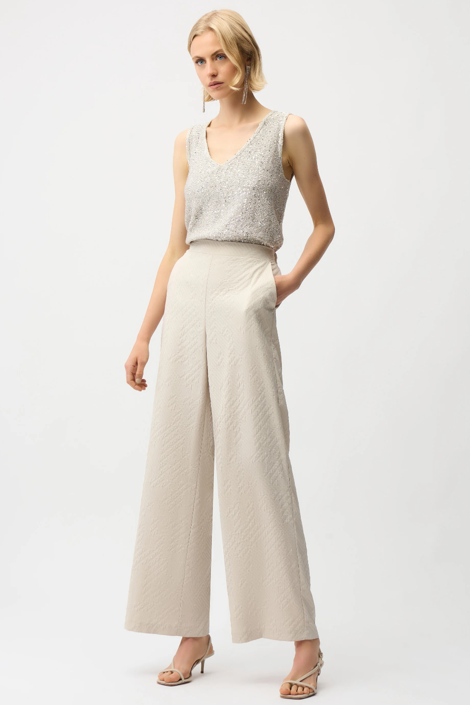 Joseph Ribkoff Sequins Yarn V-Neck Camisole 