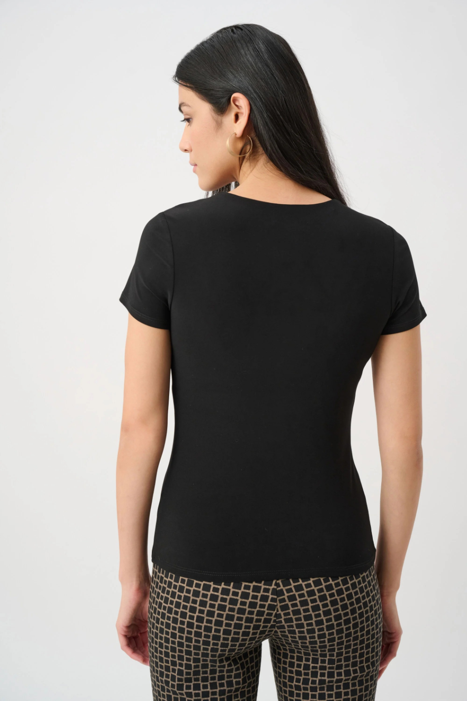 Joseph Ribkoff Silky Knit Fitted T-Shirt in Black