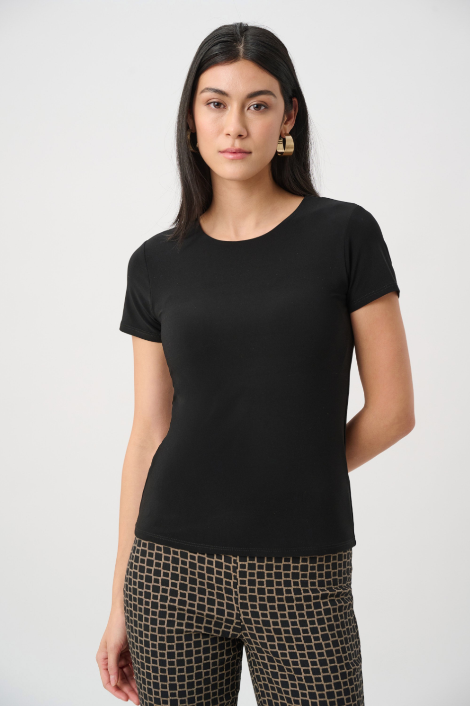 Joseph Ribkoff Silky Knit Fitted T-Shirt in Black