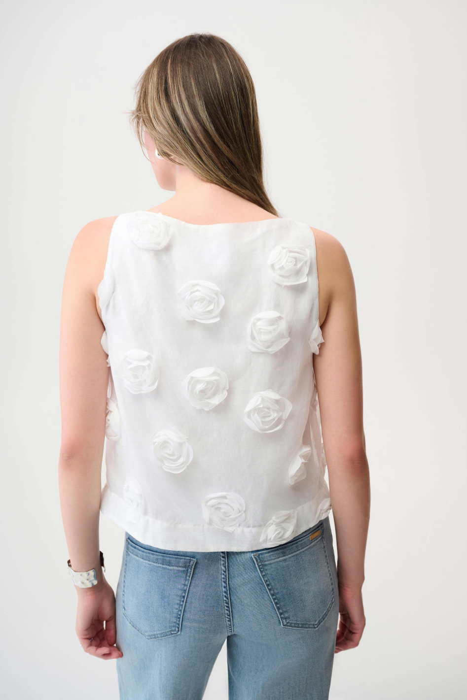 Joseph Ribkoff Sleeveless Top With 3D Floral Embroidery