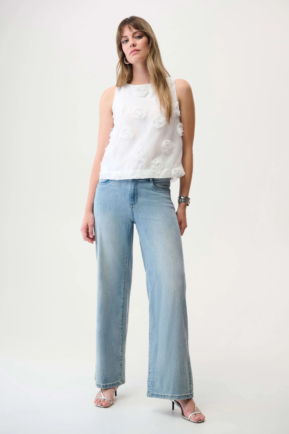 Joseph Ribkoff Sleeveless Top With 3D Floral Embroidery