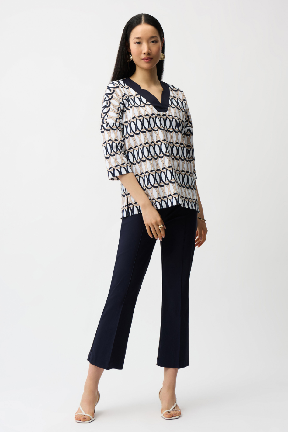 Joseph Ribkoff Stretch Poplin Geometric Print Tunic