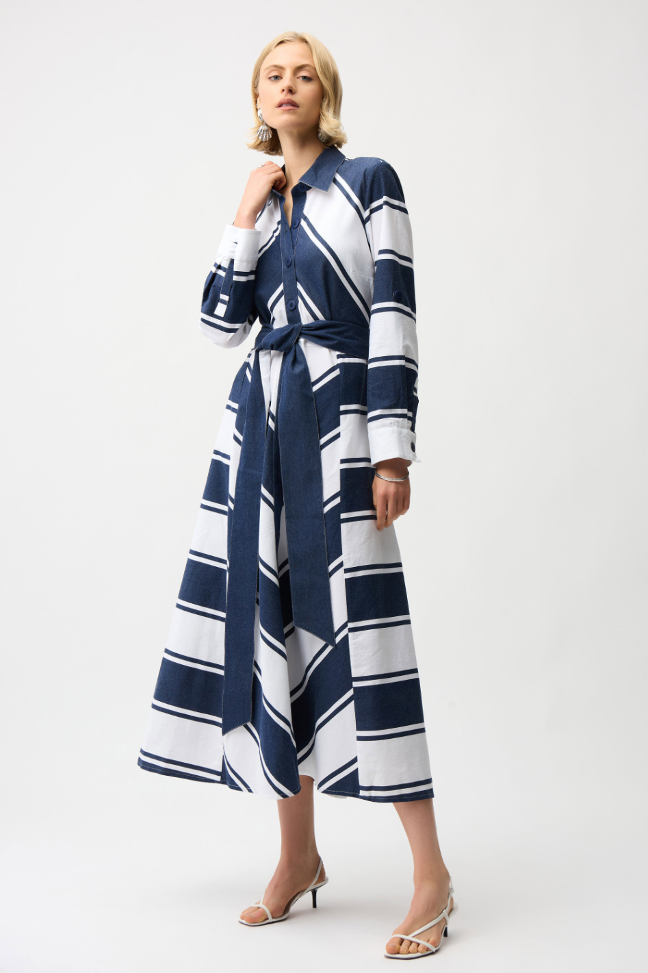 Joseph Ribkoff Cotton Stripe Shirt Dress