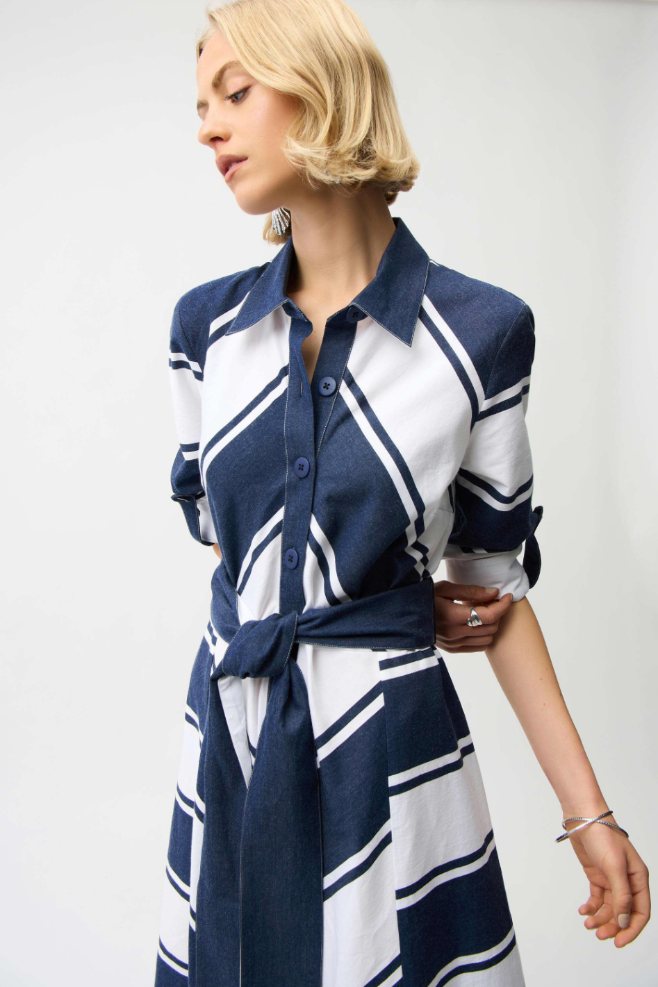 Joseph Ribkoff Cotton Stripe Shirt Dress