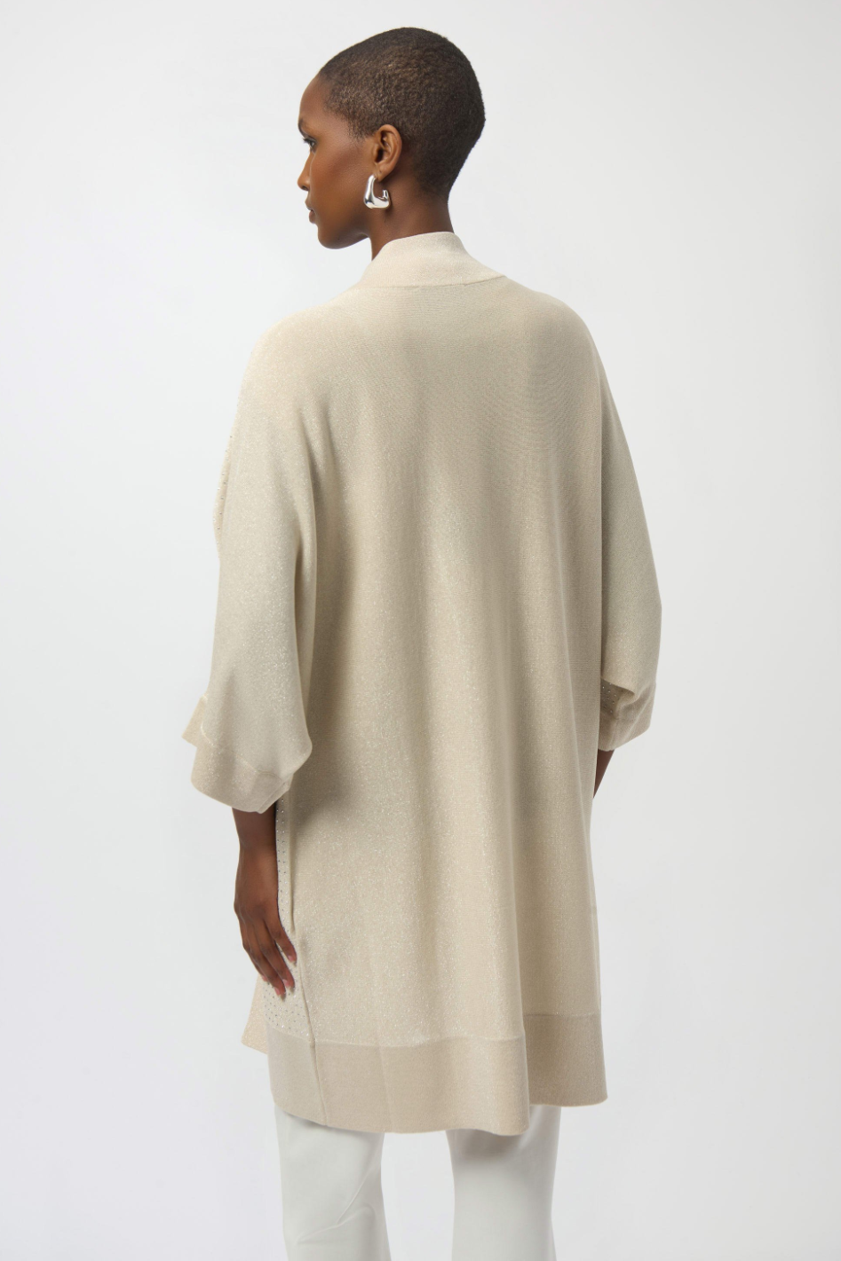 Joseph Ribkoff Sweater Knit Cover-Up with Iron-On Detail | Birch/Silver | 254937