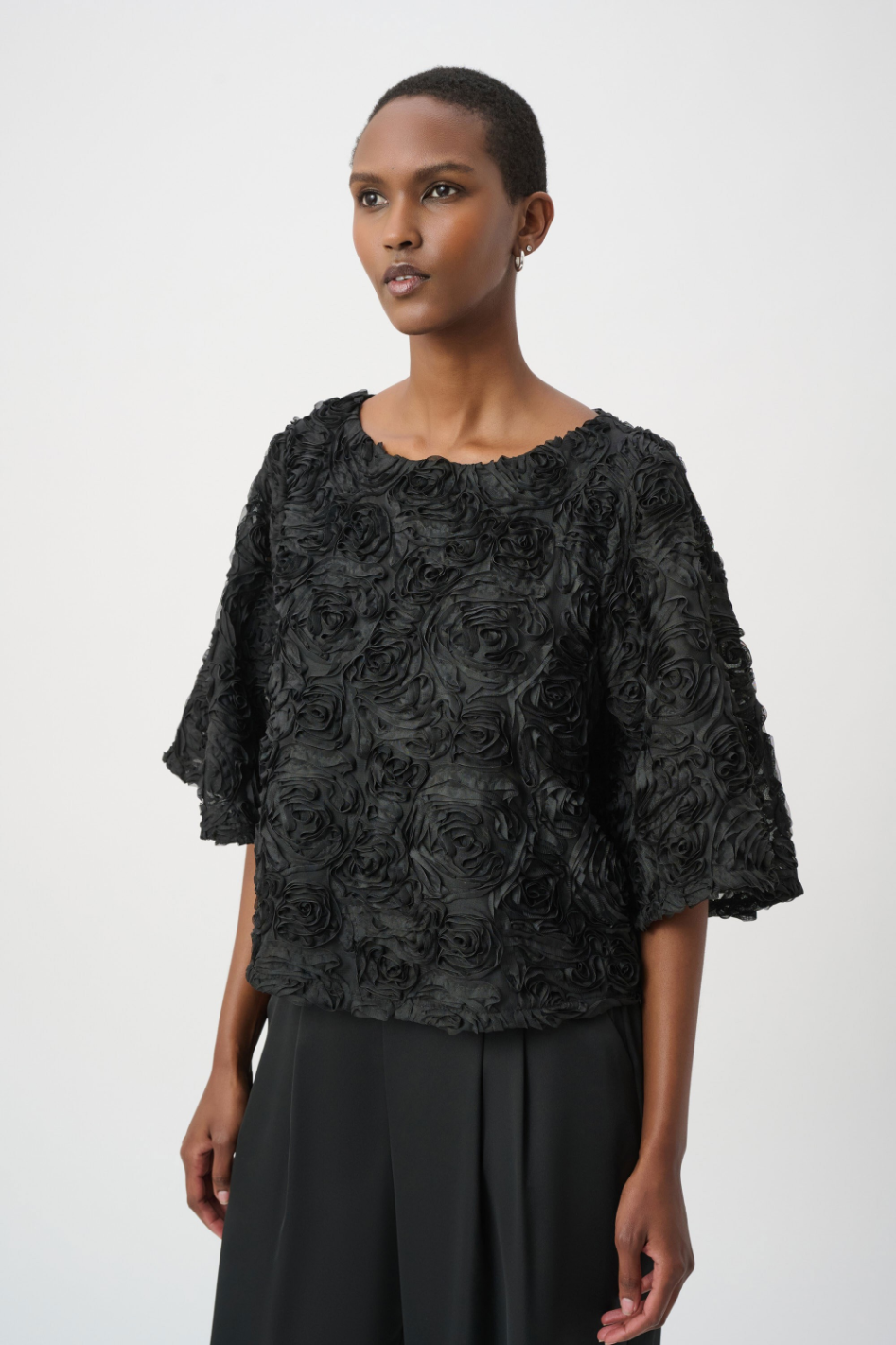 Joseph Ribkoff Textured Floral Boxy Top