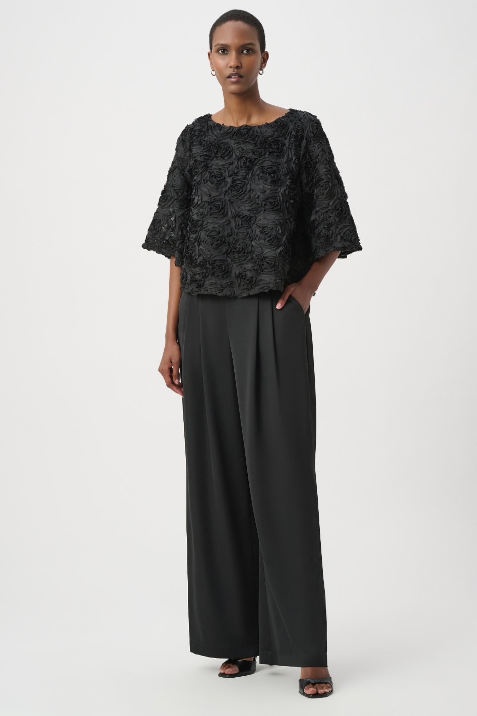 Joseph Ribkoff Textured Floral Boxy Top
