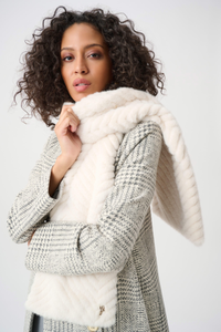 Joseph Ribkoff Textured Chevron Faux Fur Scarf | Cream | 263975