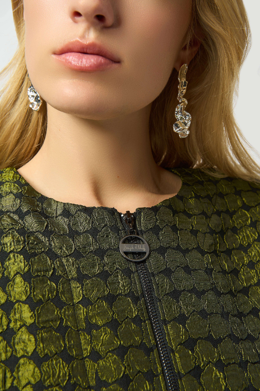 Joseph Ribkoff Textured Dot Jacquard Swing Jacket | Black/Green | 253125