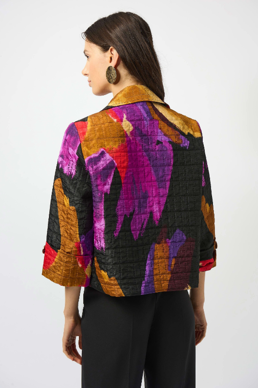 Joseph Ribkoff Textured Jacquard Abstract Print Boxy Blazer
