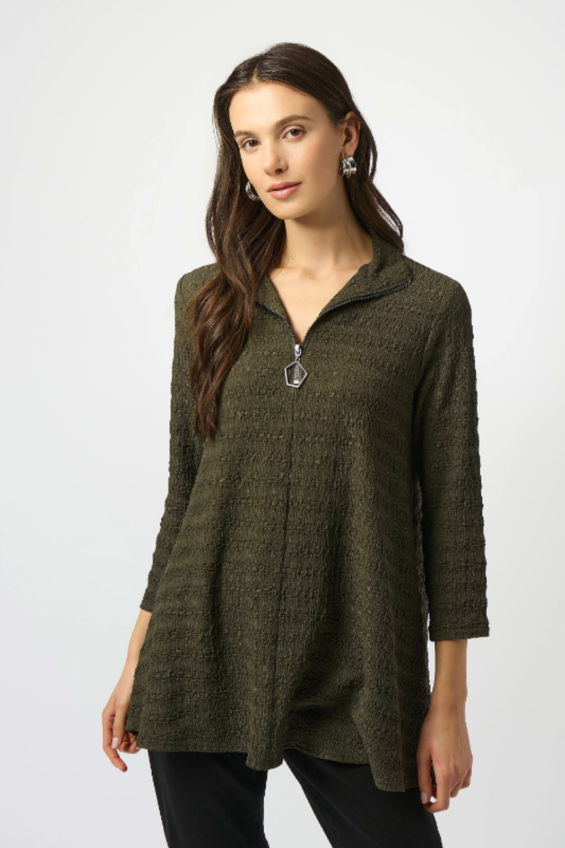 Joseph Ribkoff Textured Knit A-Line Tunic | Avocado | 253028
