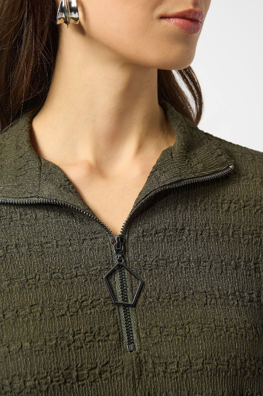 Joseph Ribkoff Textured Knit A-Line Tunic | Avocado | 253028