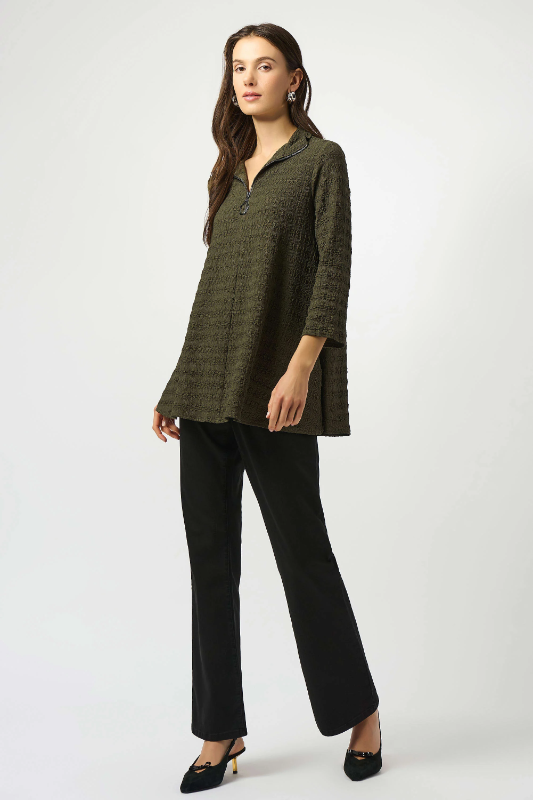 Joseph Ribkoff Textured Knit A-Line Tunic | Avocado | 253028