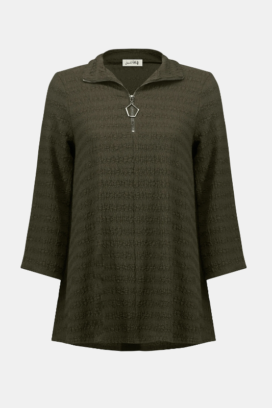 Joseph Ribkoff Textured Knit A-Line Tunic | Avocado | 253028