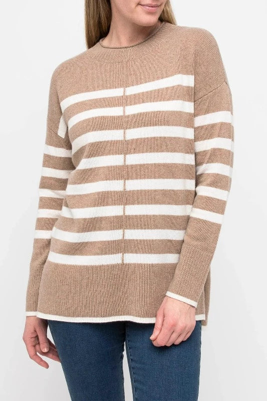 Jump Stripe Pullover in Mouse and White