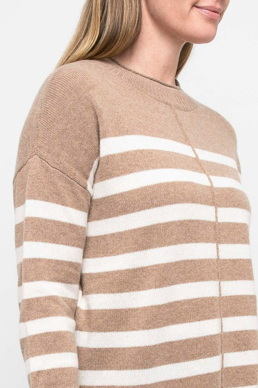 Jump Stripe Pullover in Mouse and White