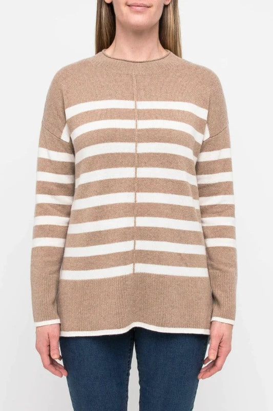 Jump Stripe Pullover in Mouse and White