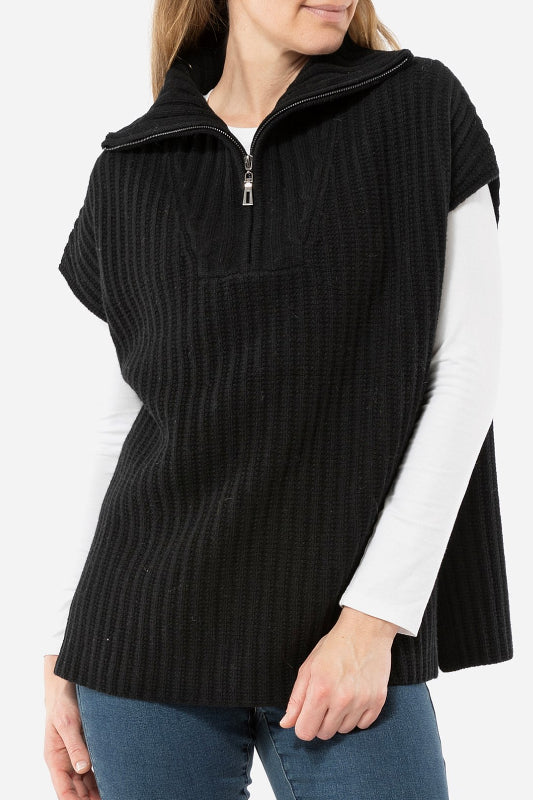 Jump Zip Neck Poncho Vest
