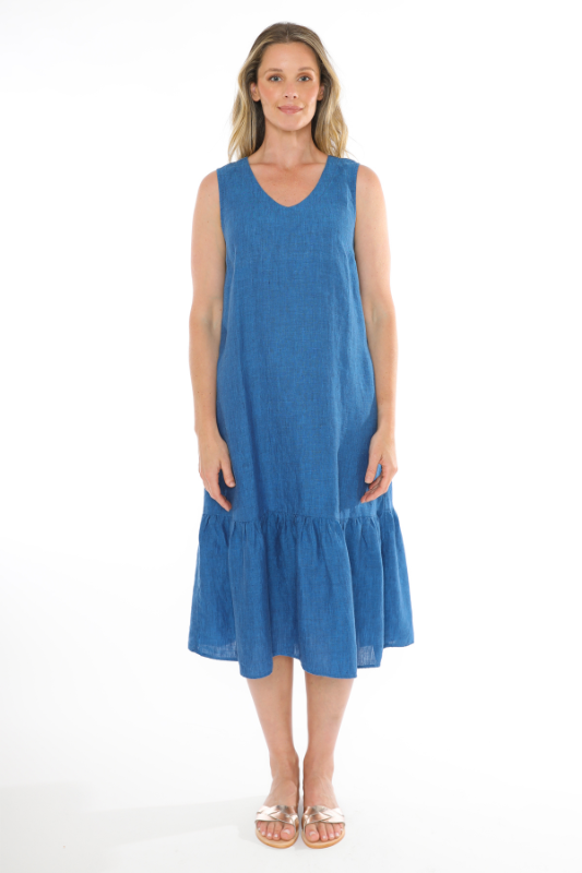 Jump Sleeveless V Neck Dress in Sapphire