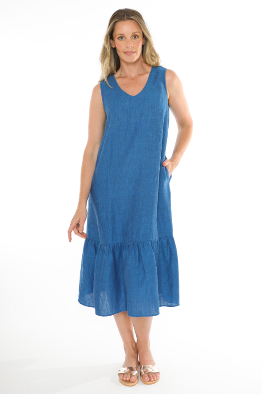 Jump Sleeveless V Neck Dress in Sapphire
