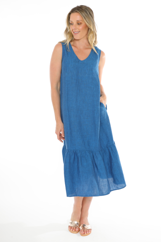 Jump Sleeveless V Neck Dress in Sapphire
