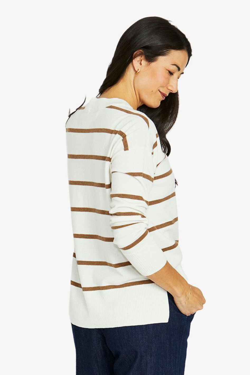 Jump Stripe V Neck Pullover 