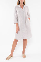 Load image into Gallery viewer, Jump Striped Linen Dress in Stone and White
