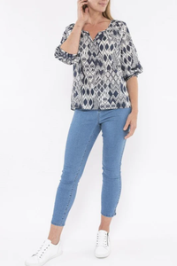 Jump Tribal Print Top | Indigo