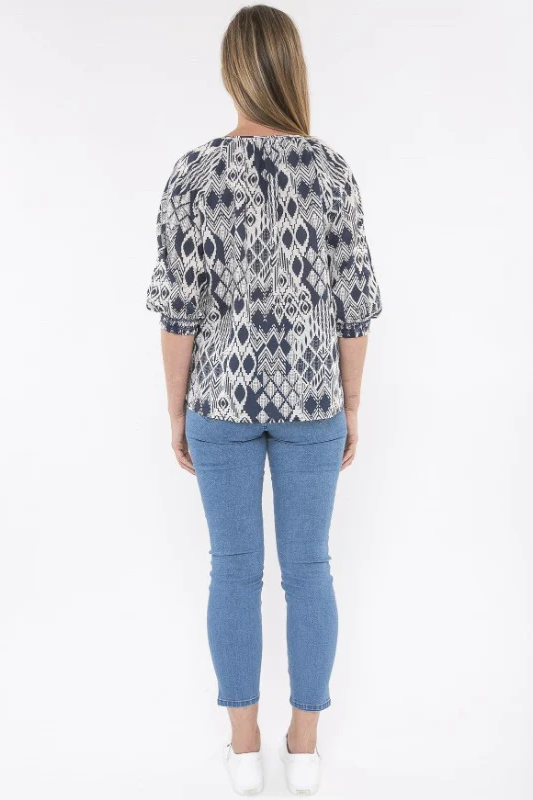 Jump Tribal Print Top | Indigo