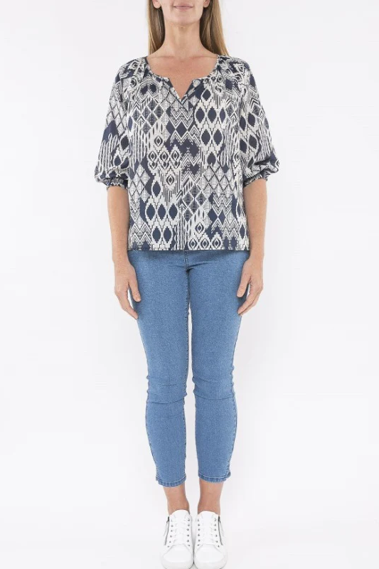 Jump Tribal Print Top | Indigo