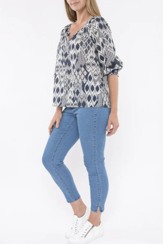 Jump Tribal Print Top | Indigo