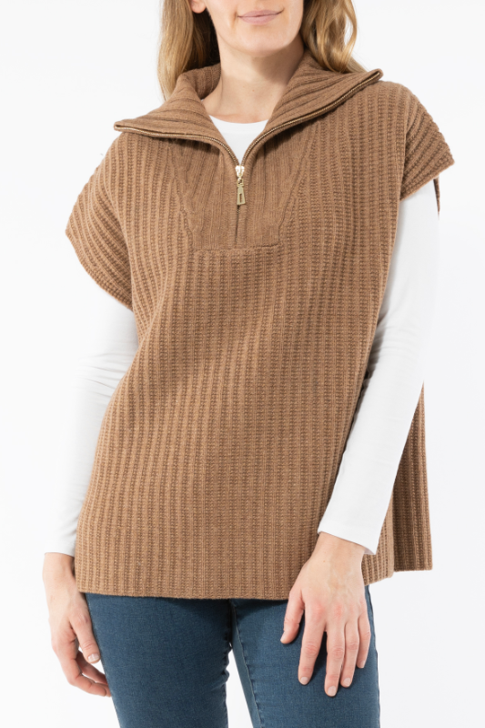 Jump Zip Neck Poncho Vest