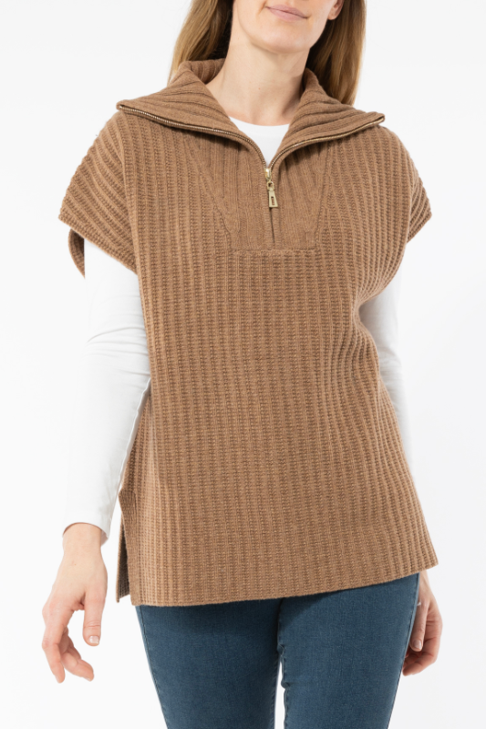 Jump Zip Neck Poncho Vest