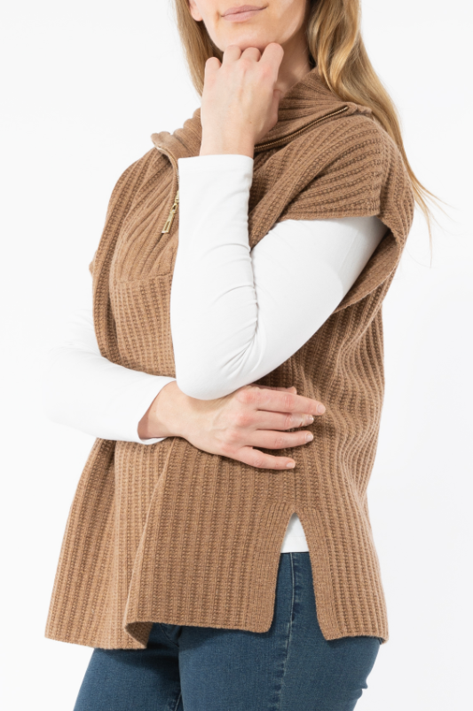 Jump Zip Neck Poncho Vest
