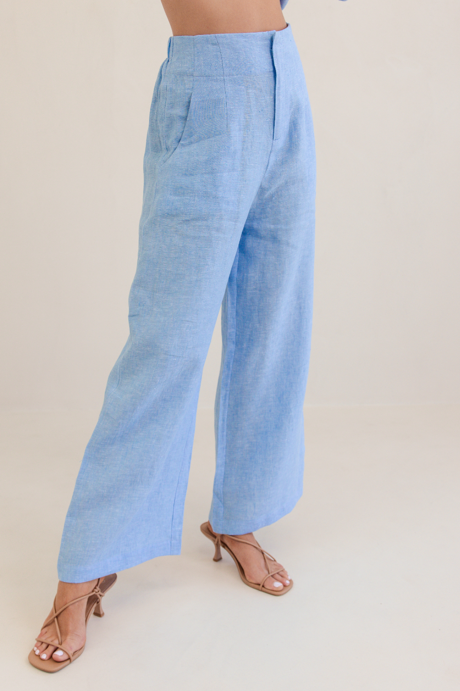 Kaleido Linen High Waisted Wide Leg Pant | Chambray