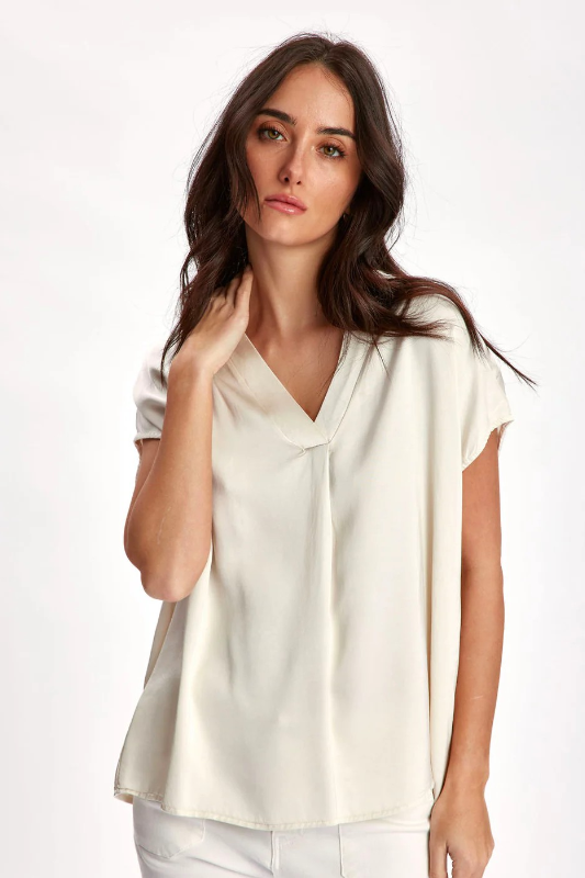 Lauren Vidal Loose Ticky Top in Ecru