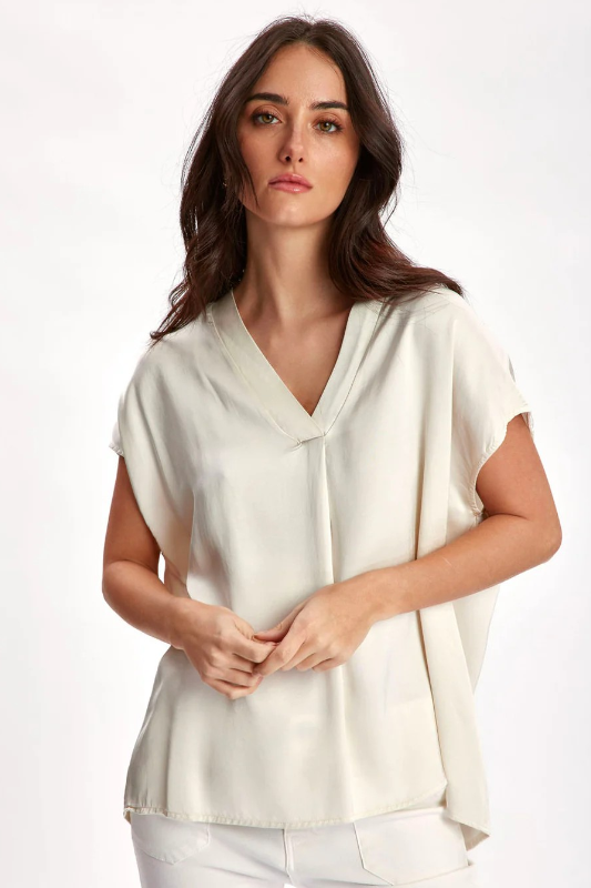 Lauren Vidal Loose Ticky Top in Ecru