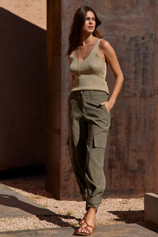 Lauren Vidal Lurex Tilt Mesh Tank Top | Cream