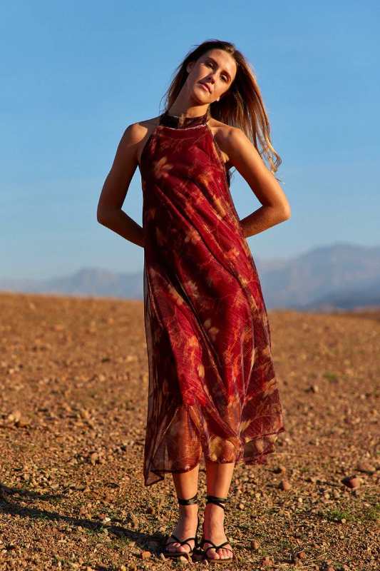 Lauren Vidal Ricky Long Sleeveless Dress in Terra