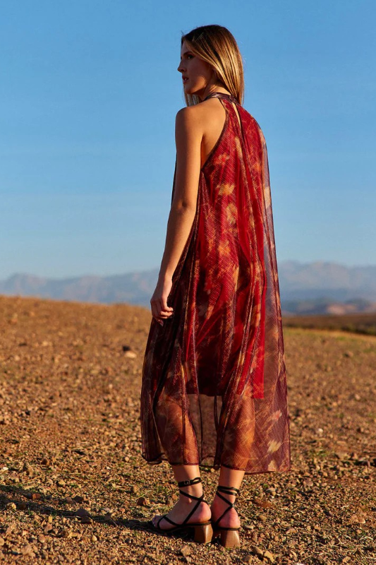 Lauren Vidal Ricky Long Sleeveless Dress in Terra