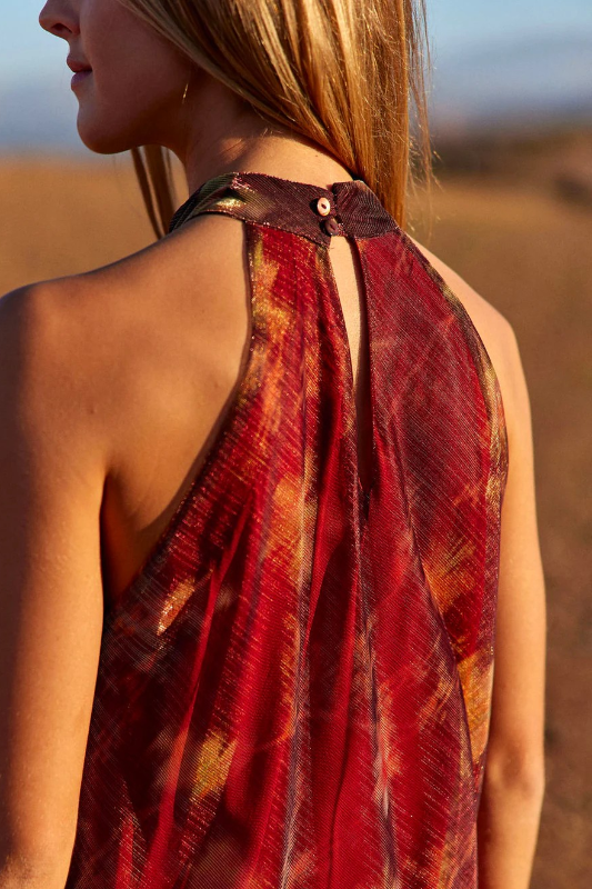 Lauren Vidal Ricky Long Sleeveless Dress in Terra