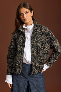 Lauren Vidal Bilow Jacquard Short Jacket | Camel Reptile