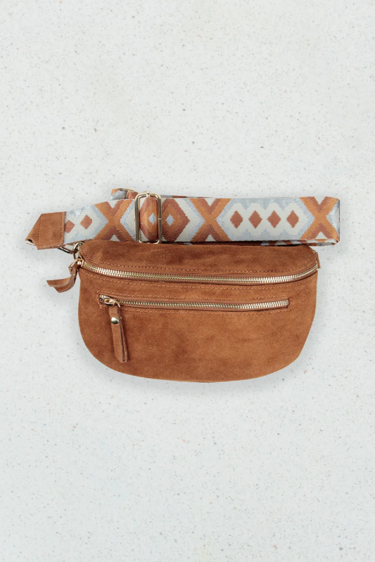Lauren Vidal Elda Double Zip Bag in Camel
