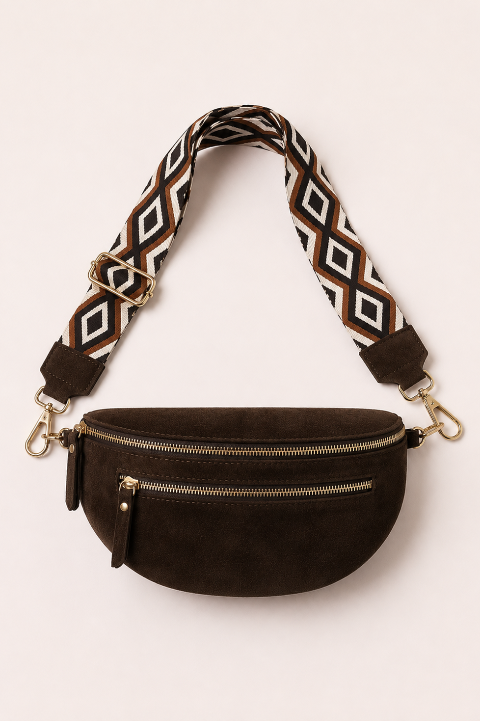 Lauren Vidal Elda Double Zip Bag in Cafe