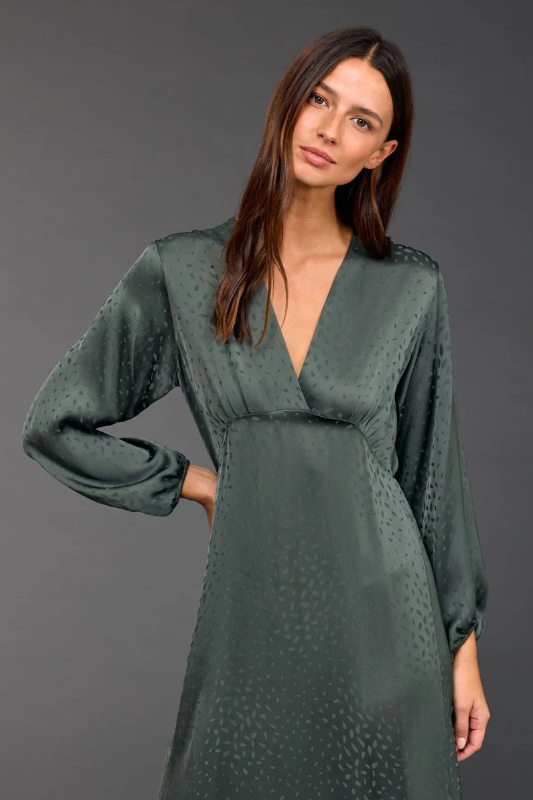 Lauren Vidal Eliza Jacquard Viscose Dress | Green