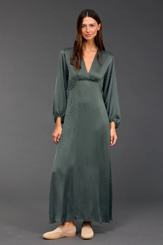 Lauren Vidal Eliza Jacquard Viscose Dress | Green