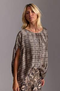 Lauren Vidal Indra Printed Crop Top | Beige