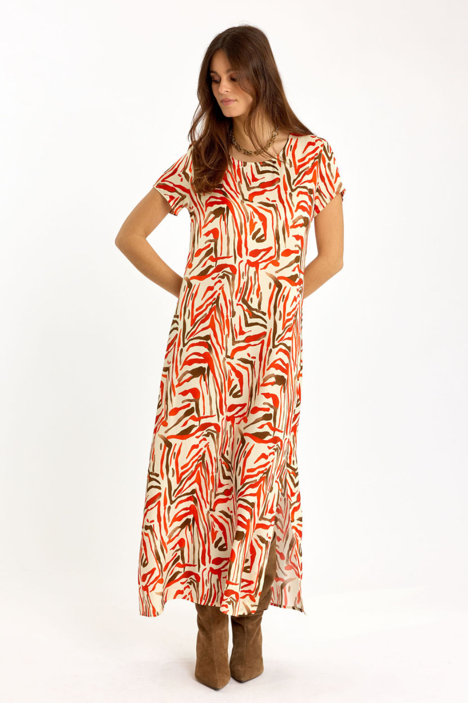 Lauren Vidal Irisa Long Straight Printed Dress
